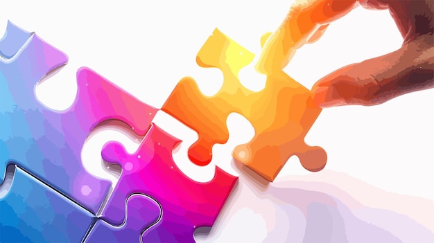 Glowing Puzzle Piece Connection Hand Connecting Missing Jigsaw Conceptual Image for Business