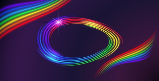 Vector glowing rainbow color round frame