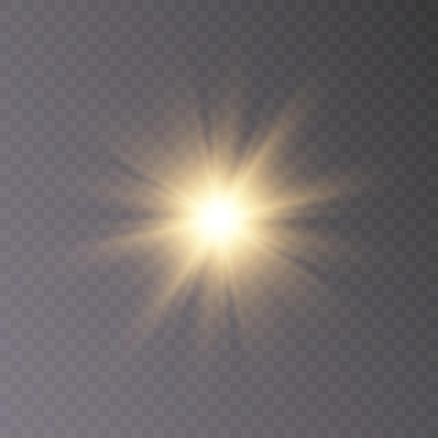 Glowing realistic glare for design work. Twinkling stars.Light PNG effect