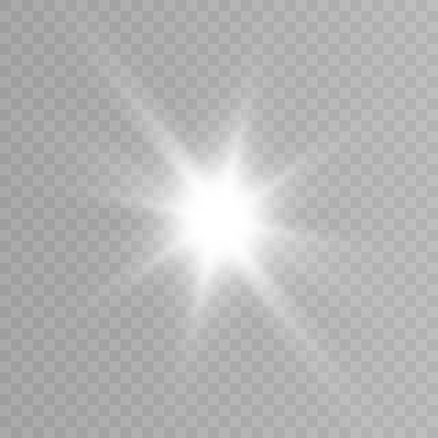 Glowing realistic glare for design work. Twinkling stars.Light PNG effect