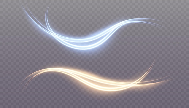 Glowing shiny abstract curved lines. Curve light effect. Futuristic light energy movement effect.