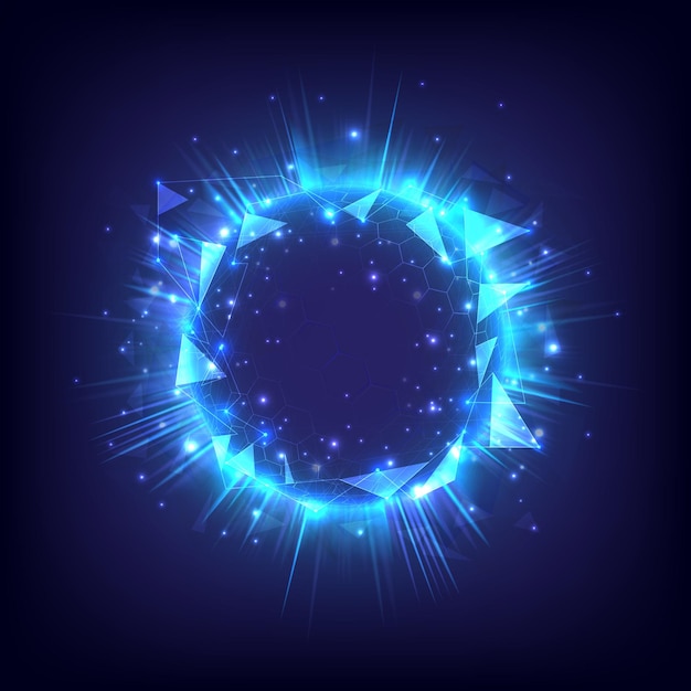 Glowing swirl hexagon light effect Futuristic flame swirl universe trail effect Magic polygon ring Power energy of circular element Luminous scifi Shining neon lights cosmic LED eclipe color