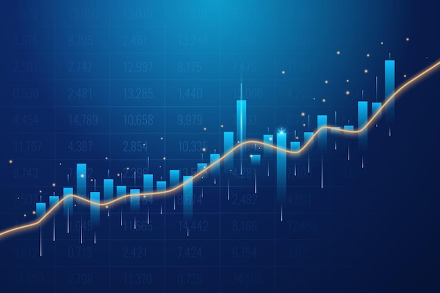 Glowing vector chart of investment financial data Infographic elements