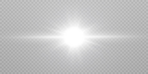 Glowing white light effect for backlight Sunshine star flash Vector illustration