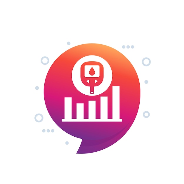 Glucose monitoring icon with glucometer and a graph