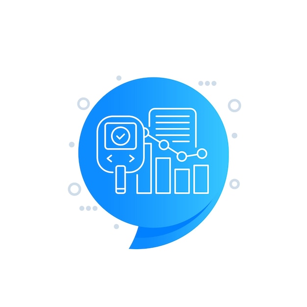 Glucose monitoring line icon with glucometer vector