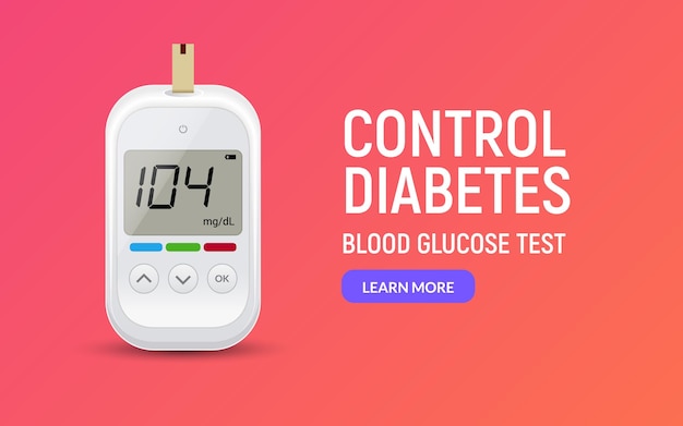 Glucose sugar test icon Glucometer vector blood monitor Diabetes sugar meter insulin control device