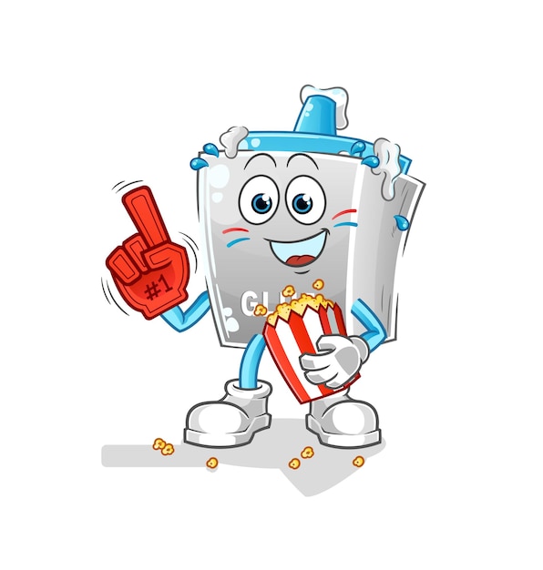 Glue fan with popcorn illustration. character vector