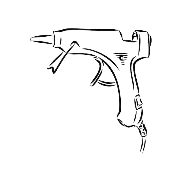 Glue gun line vector illustration isolated on white backgroundtop view