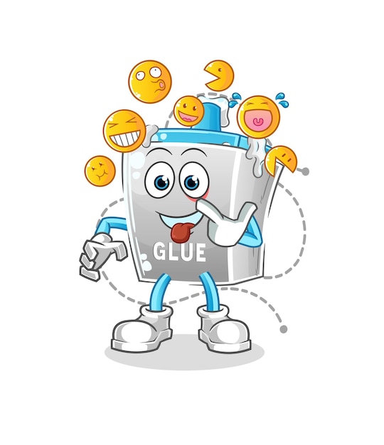 Glue laugh and mock character. cartoon mascot vector