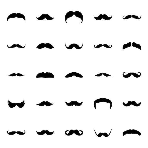 Glyph Icon Design Set of Mustaches