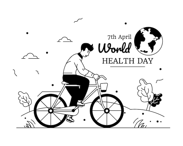 A glyph line illustration of world health day