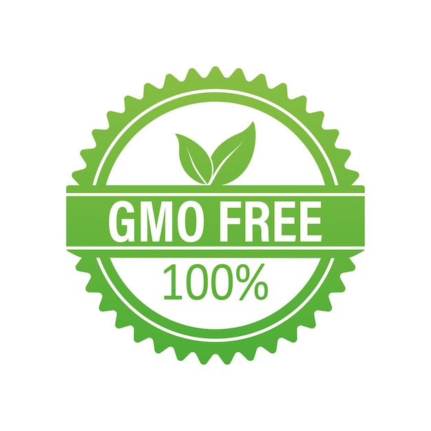 Gmo free sticker for packaging design Retro packaging Vector icon Grunge background