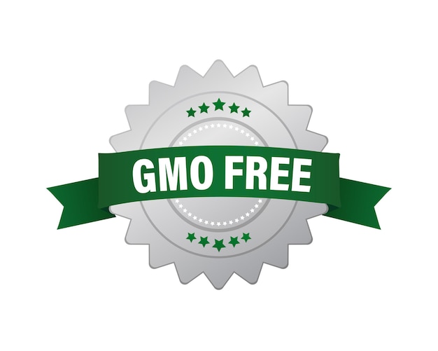 Gmo free sticker for packaging design Retro packaging Vector icon Grunge background