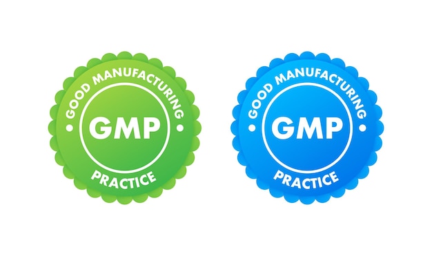 Vector gmp good manufacturing practice certified round stamp vector background vector logo