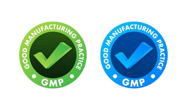 GMP Good Manufacturing Practice certified round stamp Vector background Vector logo