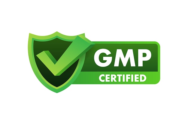 Vector gmp good manufacturing practice certified round stamp vector background vector logo