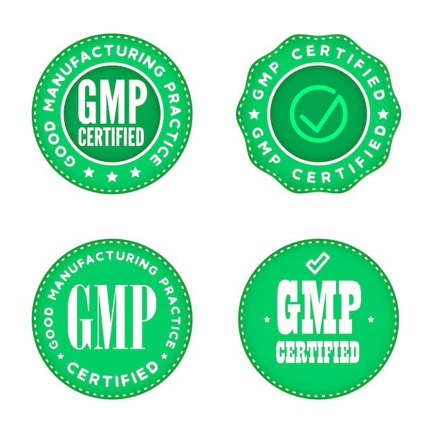 GMP Good manufacturing practice industrial green marks.