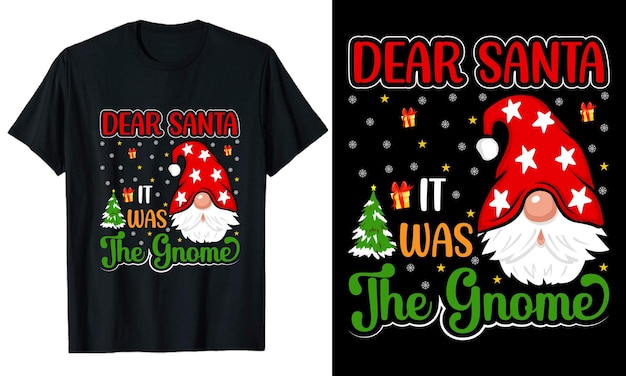 The Gnome Christmas typography Tshirt Design