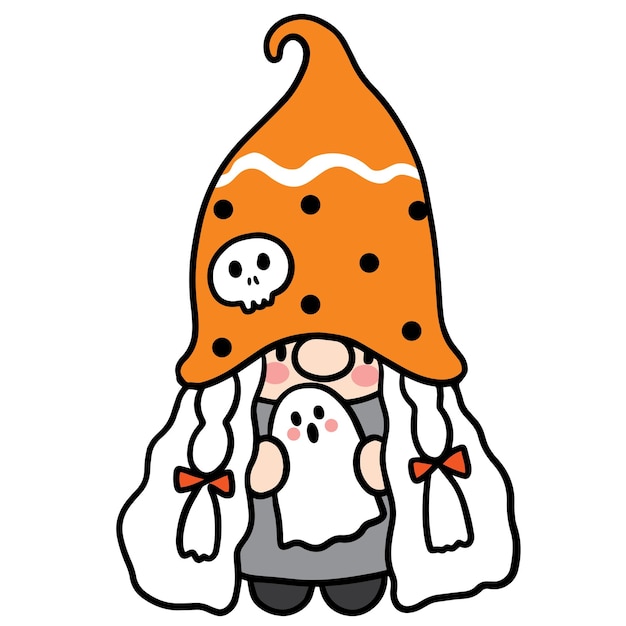 Gnome Halloween, Cute cartoon character vector.