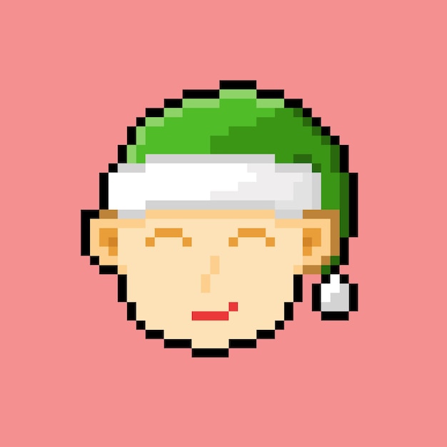 a gnome head with pixel art style