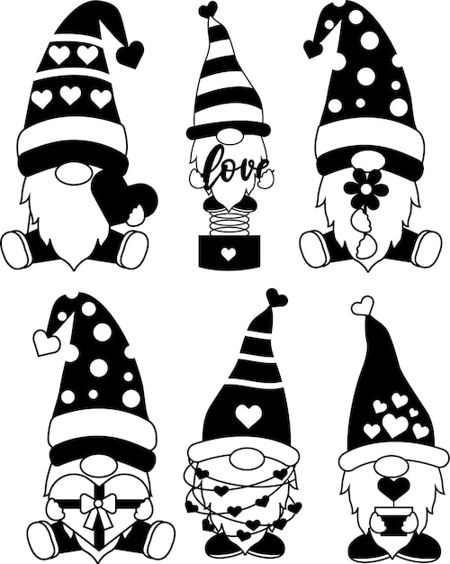 Gnome Valentine's with love decorativevalentinekids characters weddingcardhand drawn cartoon