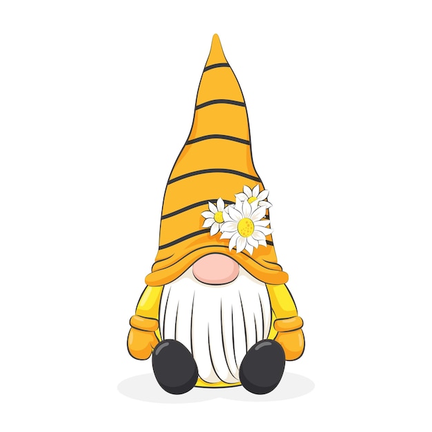 Gnomes bee Springsummer dwarf Vector illustration