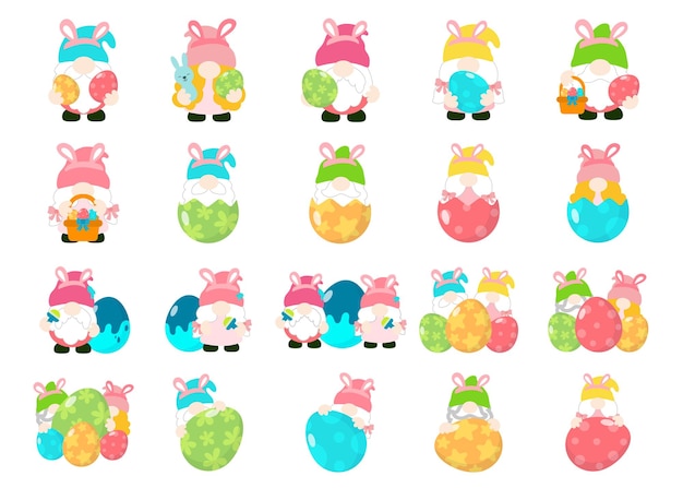 Gnomes Easter Flat Clipart Egg Easter