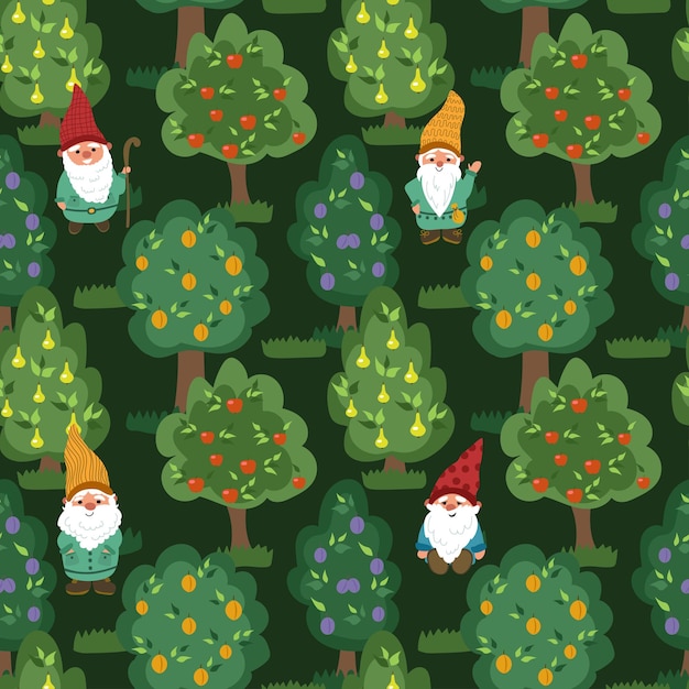 Gnomes in the orchard vector pattern