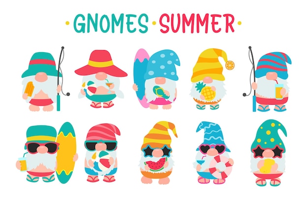 Gnomes wear hats and sunglasses for summer