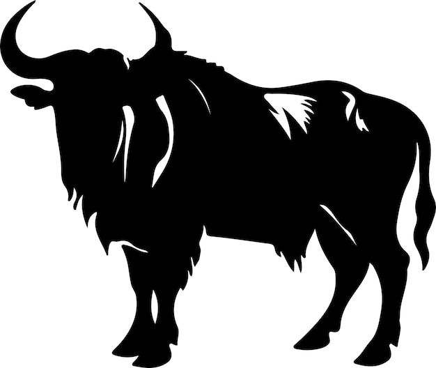 gnu black silhouette with transparent background