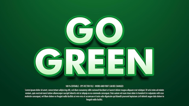 Go green 3d style text effect