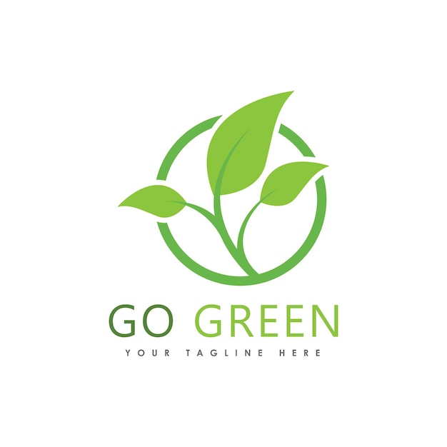 Go Green Eco Tree Leaf Logo Template design