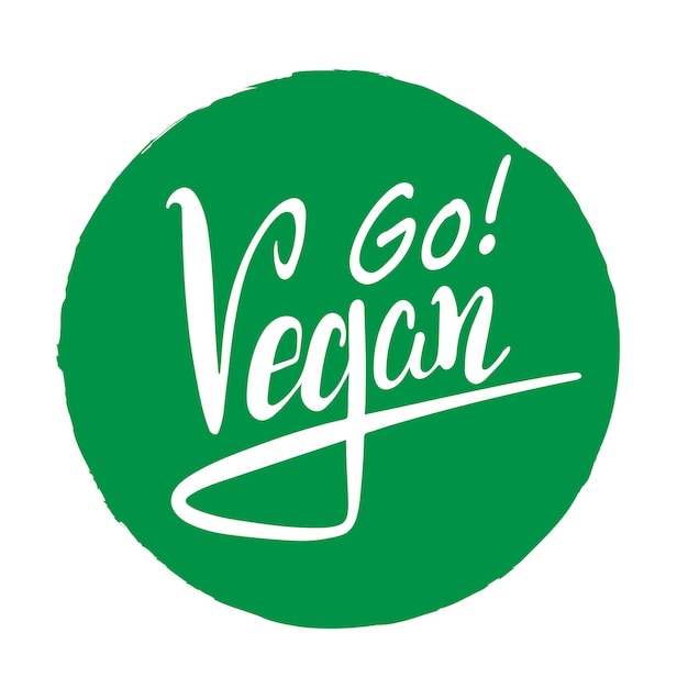 Go vegan logo lettering invitation become vegan laconic design