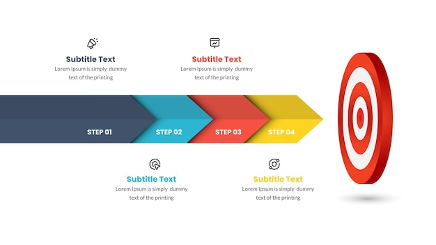 Goal Infographic template with target and dart. Vector illustration