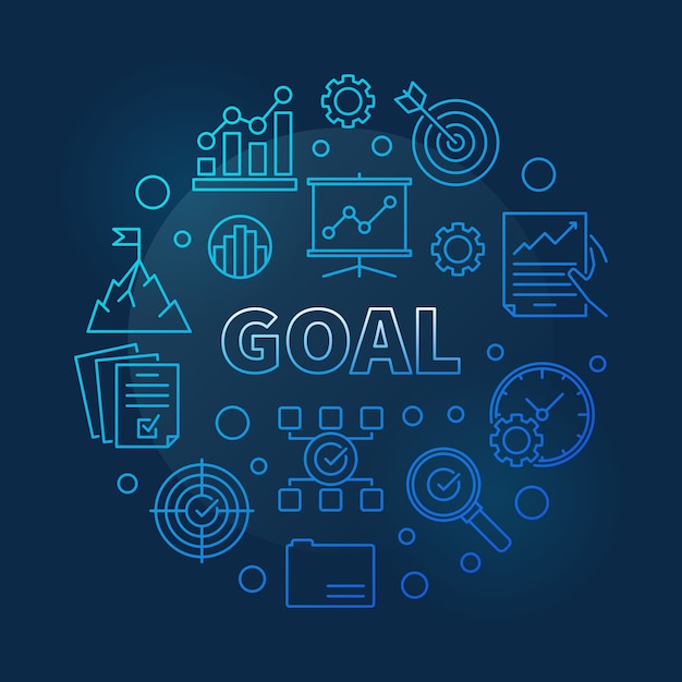 Goal vector concept business blue round linear illustration