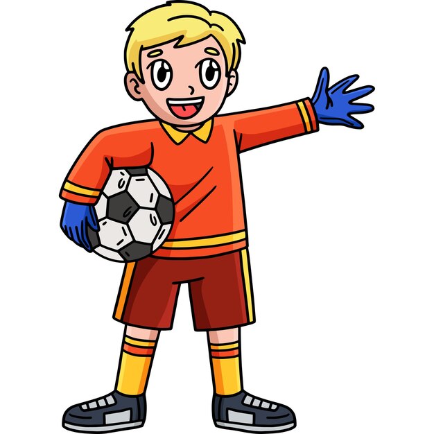 Vector goalkeeper holding a soccer ball cartoon clipart