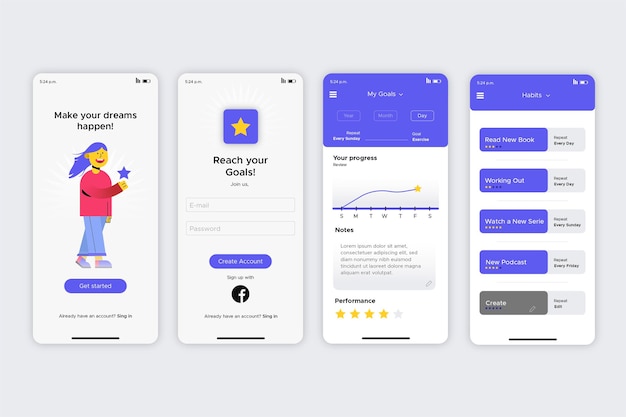 Goals and habits tracking app