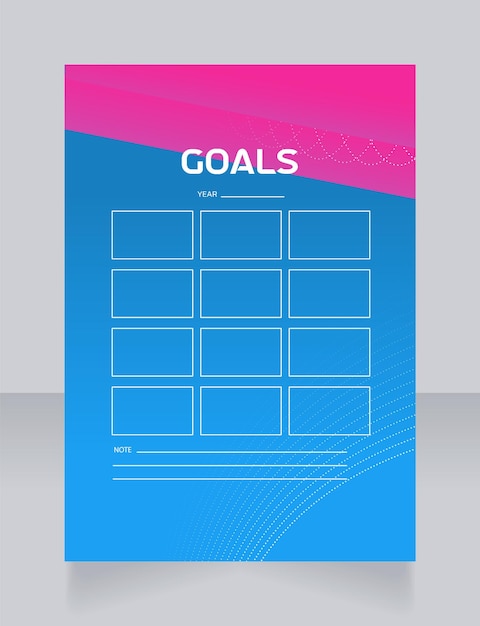 Goals for year worksheet design template