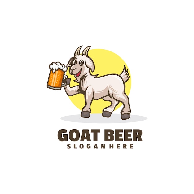 goat beer cartoon logo design