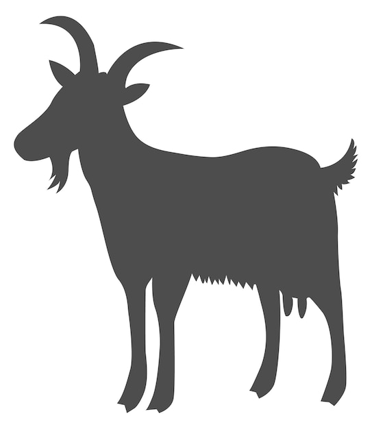 Goat black icon Farm milk animal silhouette isolated on white background