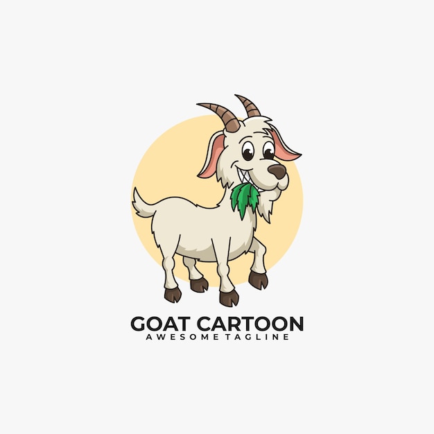 Goat cartoon logo design vector illustration flat color