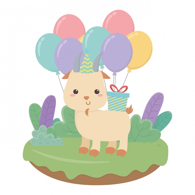 Goat cartoon with happy birthday 