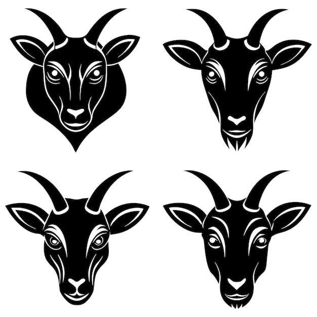 Goat Face silhouette black vector