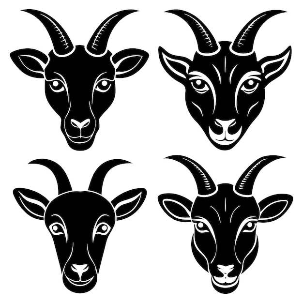 Vector goat face silhouette black vector