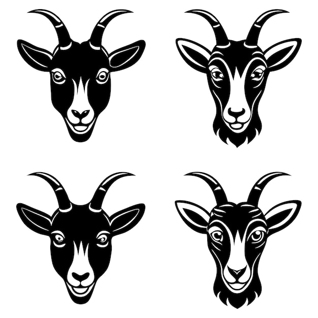 Vector goat face silhouette black vector