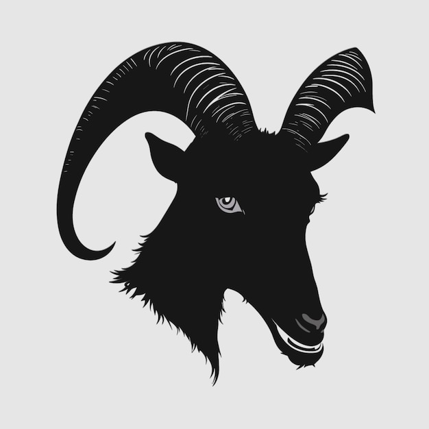 goat face silhouette cartoon vector style