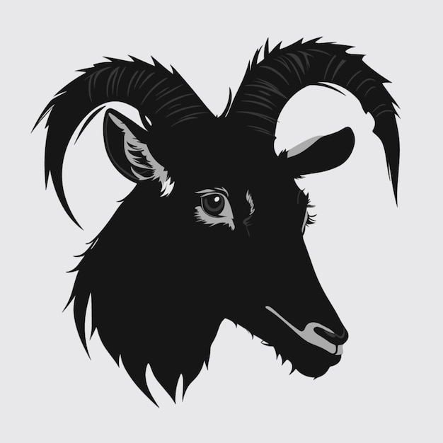 goat face silhouette cartoon vector style