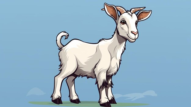 a goat on a green grass background