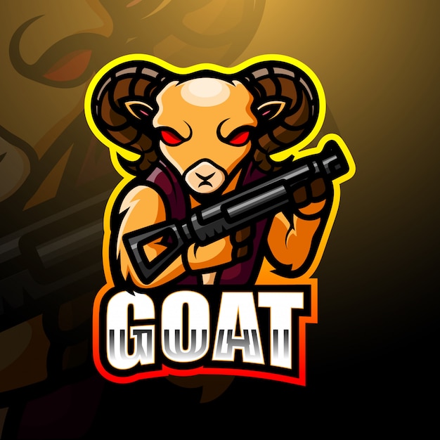 Goat gunner mascot esport logo illustration